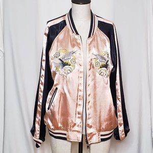 Zara Women’s Multicolor Satin Embroidery Reversible Bomber Jacket Size Small